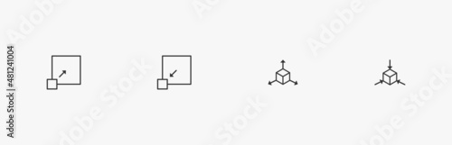 Scaling vector design element isolated on white background. XYZ and collapse vector