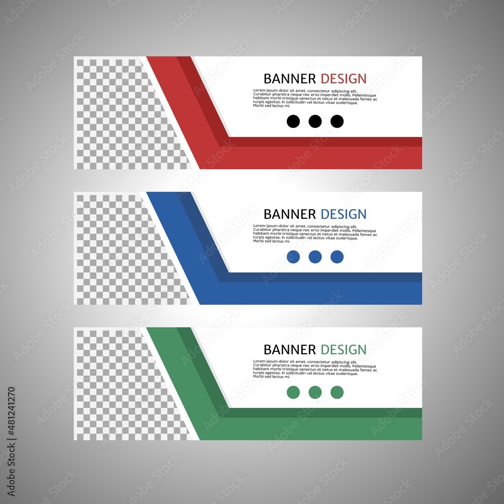 Abstract corporate business banner template, horizontal advertising business banner layout set flat design, clean geometric abstract header background template for website design,