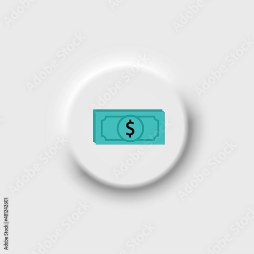 Dollar banknote line icon in color. Paper currency symbol simple design. Isolated on neomorphism button. Trendy flat style for app, graphic design, infographic, web site, ui, ux. Vector EPS 10 © Богдан Салюк
