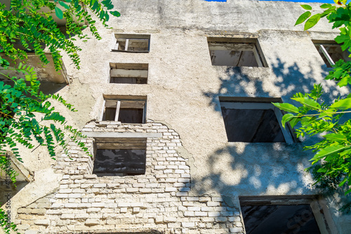 Destroyed and abandoned military town of the Cold War. Creepy place, post-apocalyptic background photo