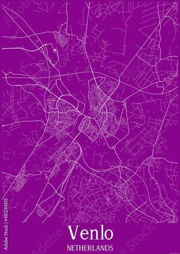 Purple map of Venlo Netherlands.