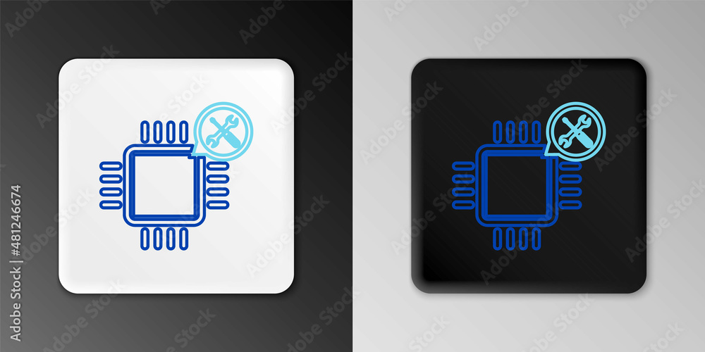 Line Processor with screwdriver and wrench icon isolated on grey background. Adjusting, service, setting, maintenance, repair, fixing. Colorful outline concept. Vector Line Processor with screwdriver and wrench icon isolated on grey background. Adjusting, service, setting, maintenance, repair, fixing. Colorful outline concept. Vector