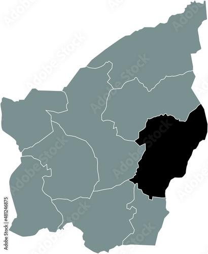 Black flat blank highlighted location map of the FAETANO MUNICIPALITY inside gray administrative map of municipalities of SAN MARINO