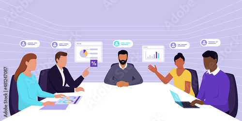 Business team having a meeting in a virtual office