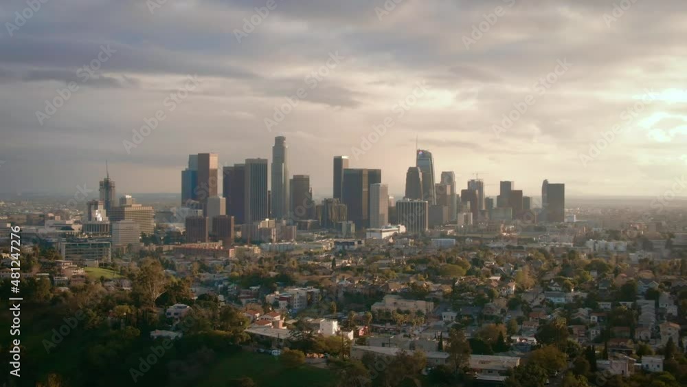 Aerial of Los Angeles Skyline Dusk Aerial of Los Angeles Skyline Dusk