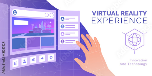 User interacting with virtual screens
