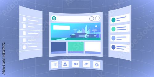 Tridimensional virtual screens user interface
