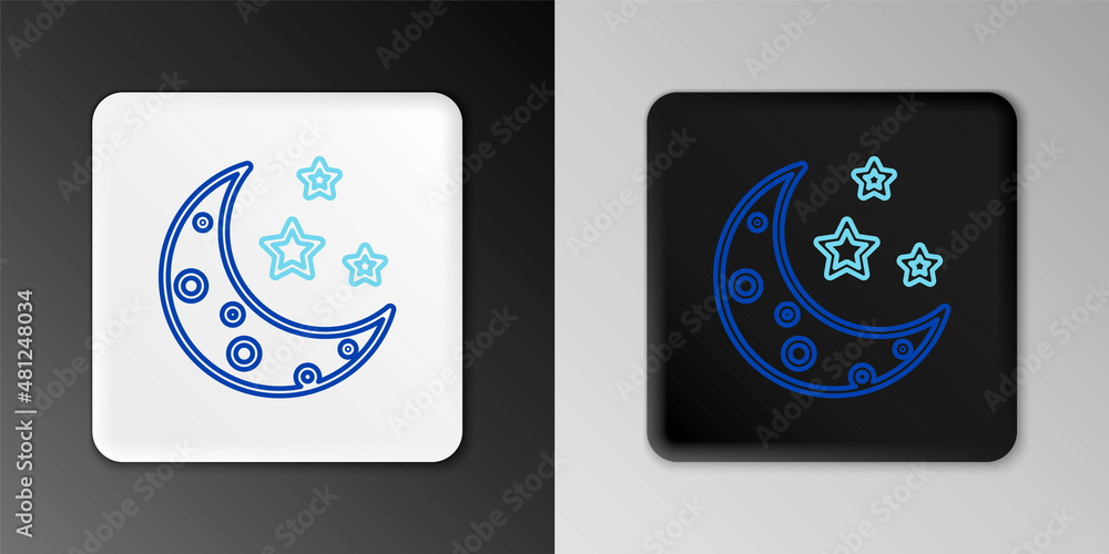 Line Moon and stars icon isolated on grey background. Colorful outline concept. Vector Line Moon and stars icon isolated on grey background. Colorful outline concept. Vector