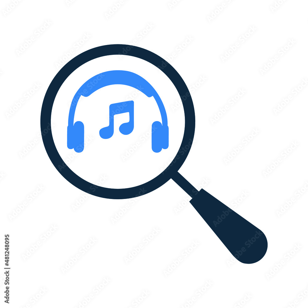 Music, search, audio, song icon. Simple flat design concept. Music, search, audio, song icon. Simple flat design concept.