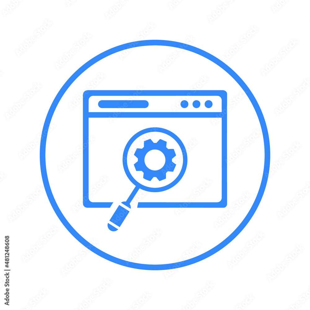 SEO, solution icon. Blue vector sketch. SEO, solution icon. Blue vector sketch.