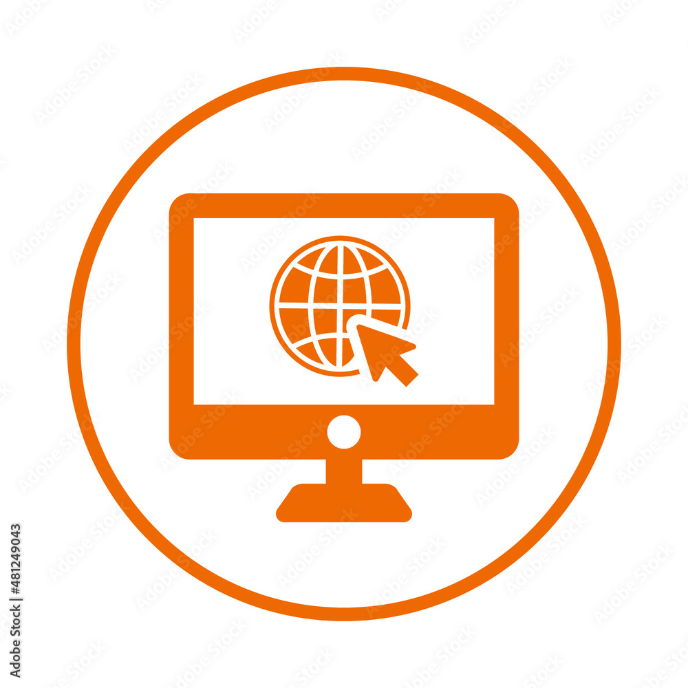 Information, web, world, computer icon. Orange vector sketch. Information, web, world, computer icon. Orange vector sketch.