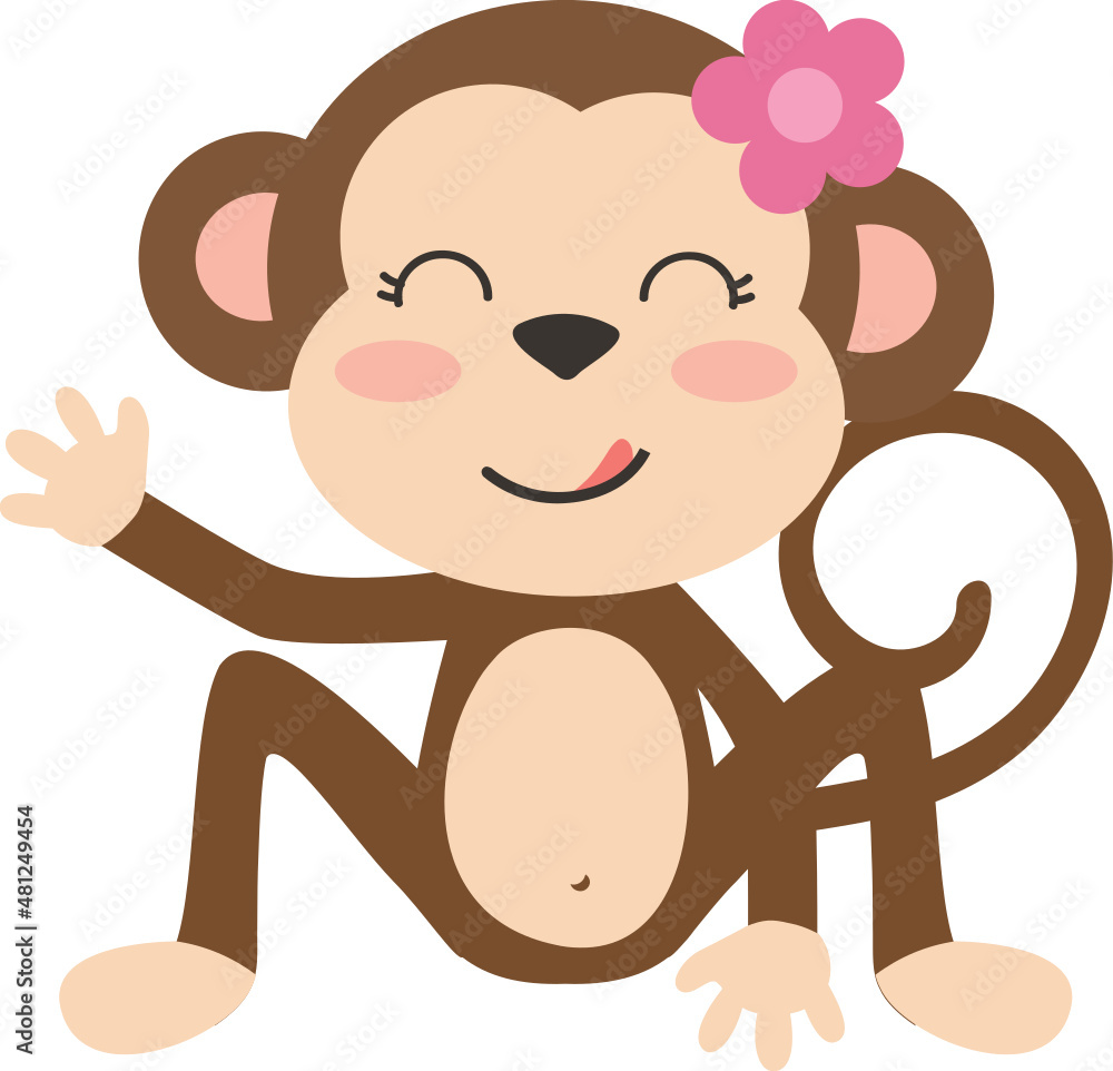 Fototapeta premium Girl Monkey with Flower