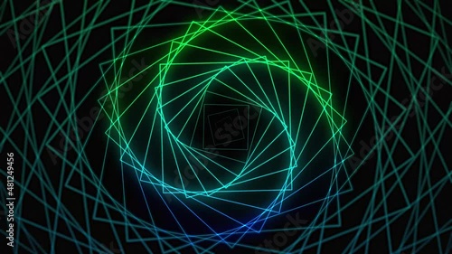 Futuristic surface concept with hexagons. Trendy sci-fi technology background with hexagonal pattern. Spiral animation .3D rendering. 4K