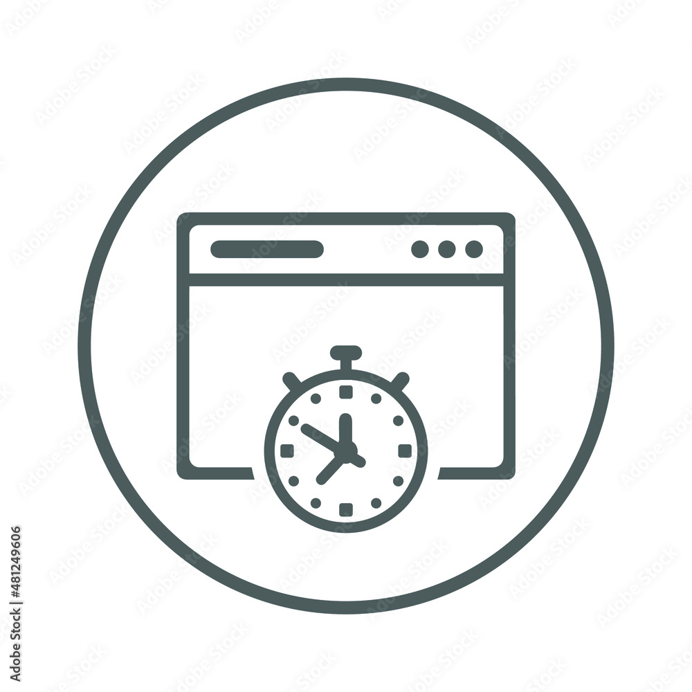 Webpage, time, timing icon. Gray vector sketch. Webpage, time, timing icon. Gray vector sketch.