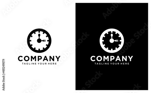 Creative restaurant round logo using compass direction and spoon  fork  north  south  east  west and a pattern for logo branding graphic design. on a black and white background.