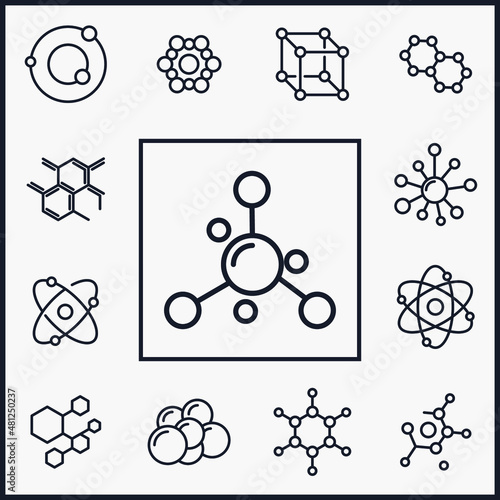Set of Molecule Icon. Molecule pack symbol template for graphic and web design collection logo vector illustration