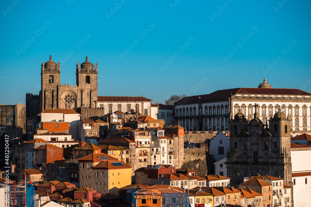 View of the historic district of Porto, Portugal.