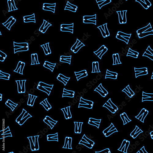 Line Pants icon isolated seamless pattern on black background. Vector