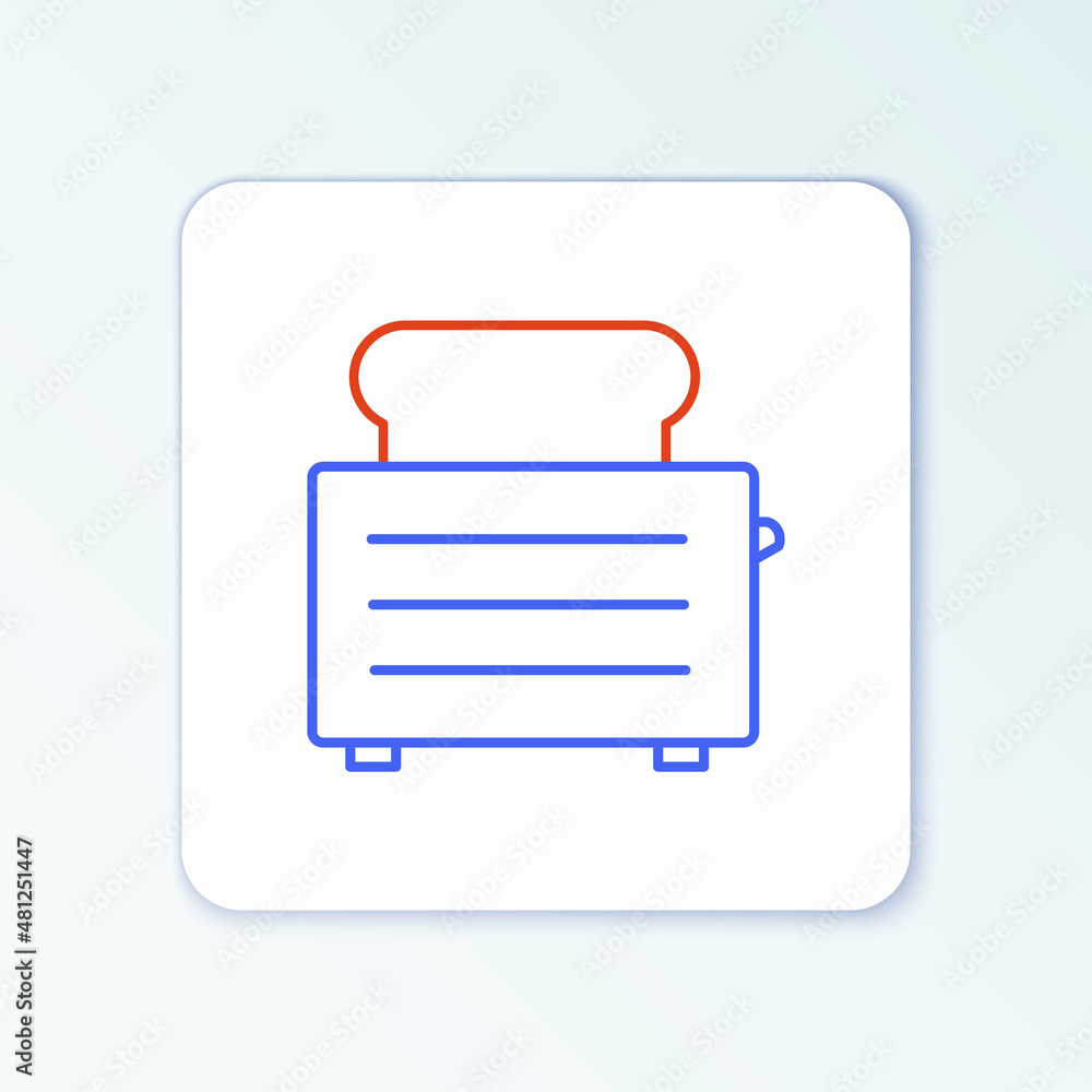 Line Toaster with toasts icon isolated on white background. Colorful outline concept. Vector Line Toaster with toasts icon isolated on white background. Colorful outline concept. Vector