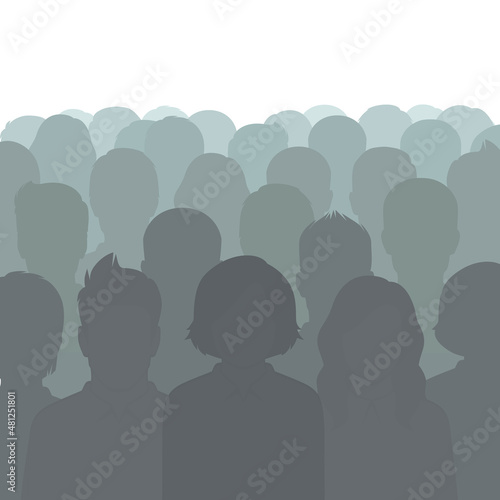 vector illustration, isolated silhouette people, group, crowd