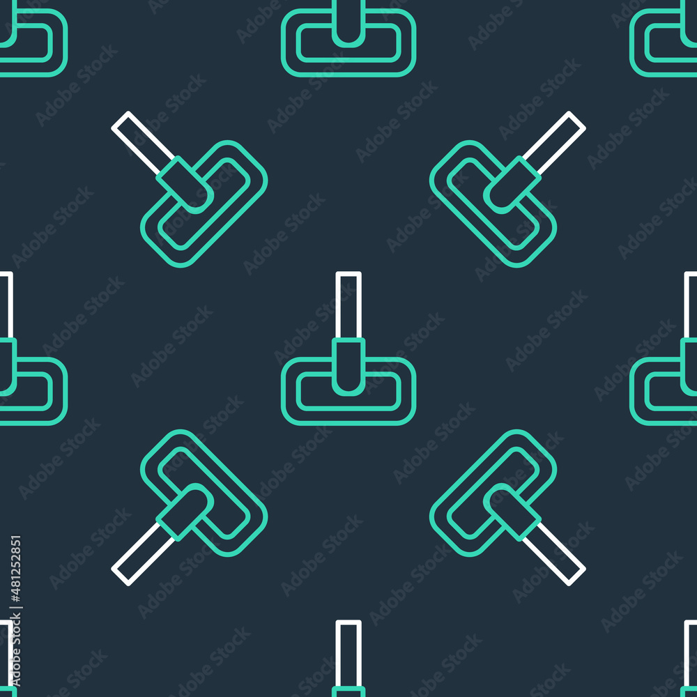 Line Mop icon isolated seamless pattern on black background. Cleaning service concept. Vector Line Mop icon isolated seamless pattern on black background. Cleaning service concept. Vector