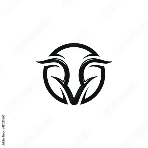 Initial Letter RR With concept Animal Head Horn, Cow, Buffalo, Bull, Angus, Logo Design Inspiration   