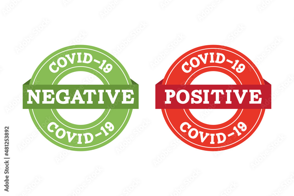 Covid-19 Positive, Covid-19 Negative, Coronavirus Results, Covid-19 Stamp, Covid-19 Label, Vector Illustration Background