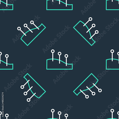 Line Acupuncture therapy icon isolated seamless pattern on black background. Chinese medicine. Holistic pain management treatments. Vector