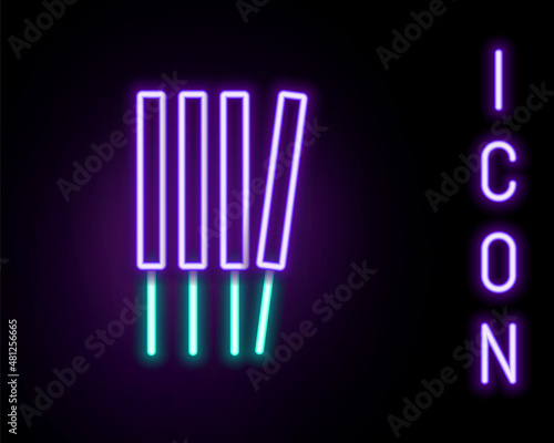 Glowing neon line Aroma sticks, incense, aromas icon isolated on black background. Colorful outline concept. Vector