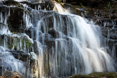 Icy waterfall at Day Pond State Park in Colchester, Connecticut