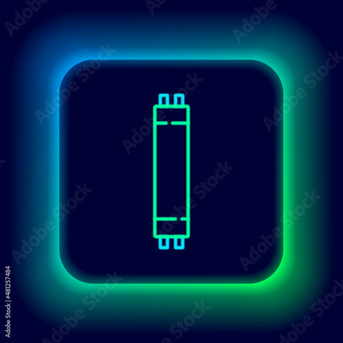 Glowing neon line Long luminescence fluorescent energy saving lamp icon isolated on black background. Colorful outline concept. Vector