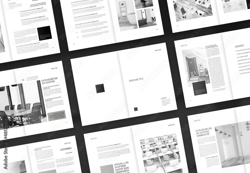 Interior Design Portfolio with Black Accents Stock Template | Adobe Stock