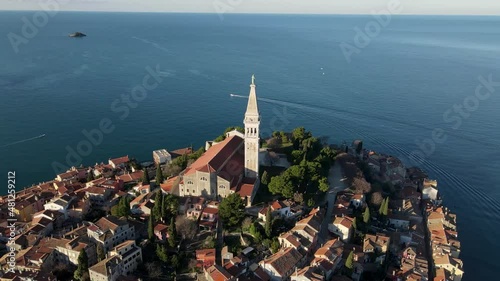 aerial view from Rovinj old town located in Istria, Croatia