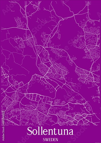 Purple map of Sollentuna Sweden. photo