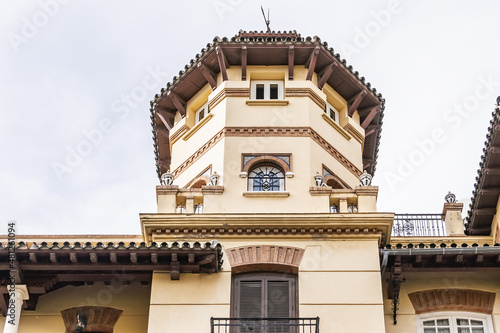 Malaga architecture of old style Andalusian building. Malaga, Costa del Sol, Andalusia, Spain. © dbrnjhrj