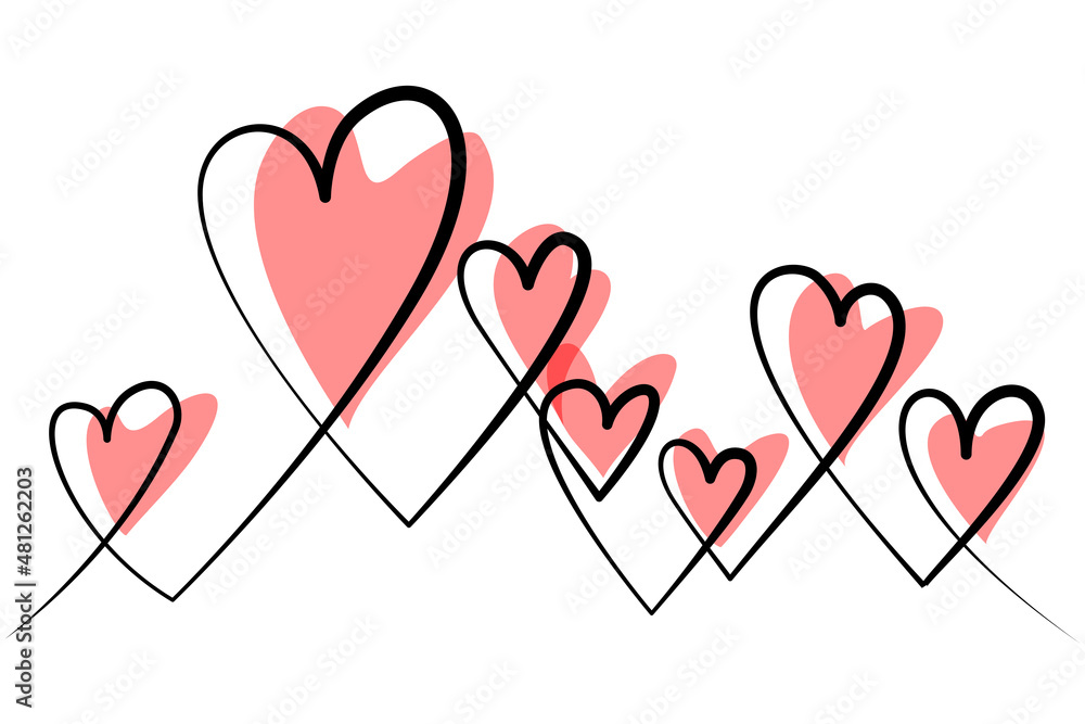 Two Hearts Continuous One Line Drawing. Valentines day concept.