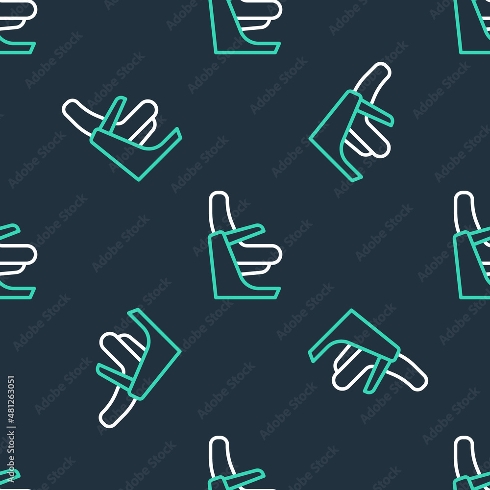 Line Airplane seat icon isolated seamless pattern on black background. Vector Line Airplane seat icon isolated seamless pattern on black background. Vector