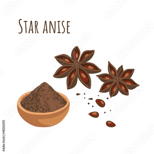 Seasoning star anise spice for cooking