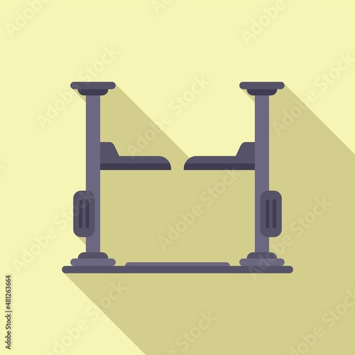 Workshop car lift icon flat vector. Auto service