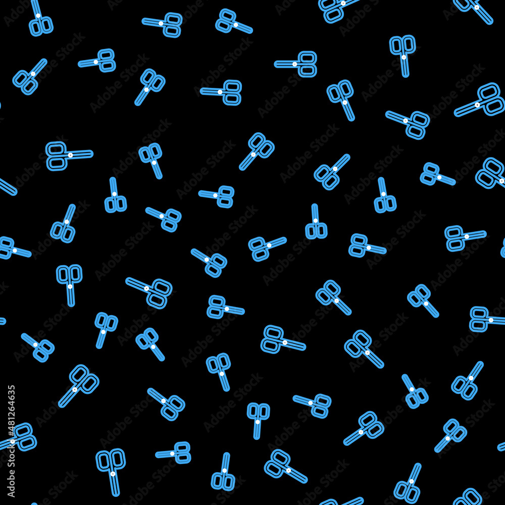 Line Nail scissors icon isolated seamless pattern on black background. Manicure and pedicure scissors. Vector Line Nail scissors icon isolated seamless pattern on black background. Manicure and pedicure scissors. Vector