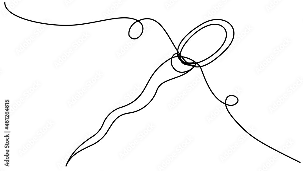 A lone sperm cell in one line on a white background. Fertilization process. Stock vector illustration of cum at high zoom. A lone sperm cell in one line on a white background. Fertilization process. Stock vector illustration of cum at high zoom.