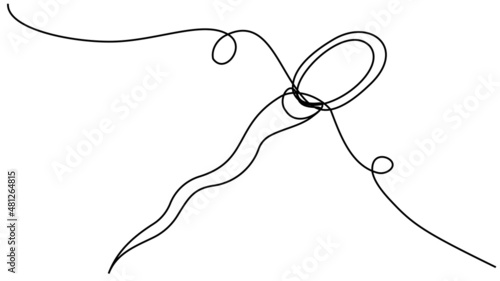 A lone sperm cell in one line on a white background. Fertilization process. Stock vector illustration of cum at high zoom.