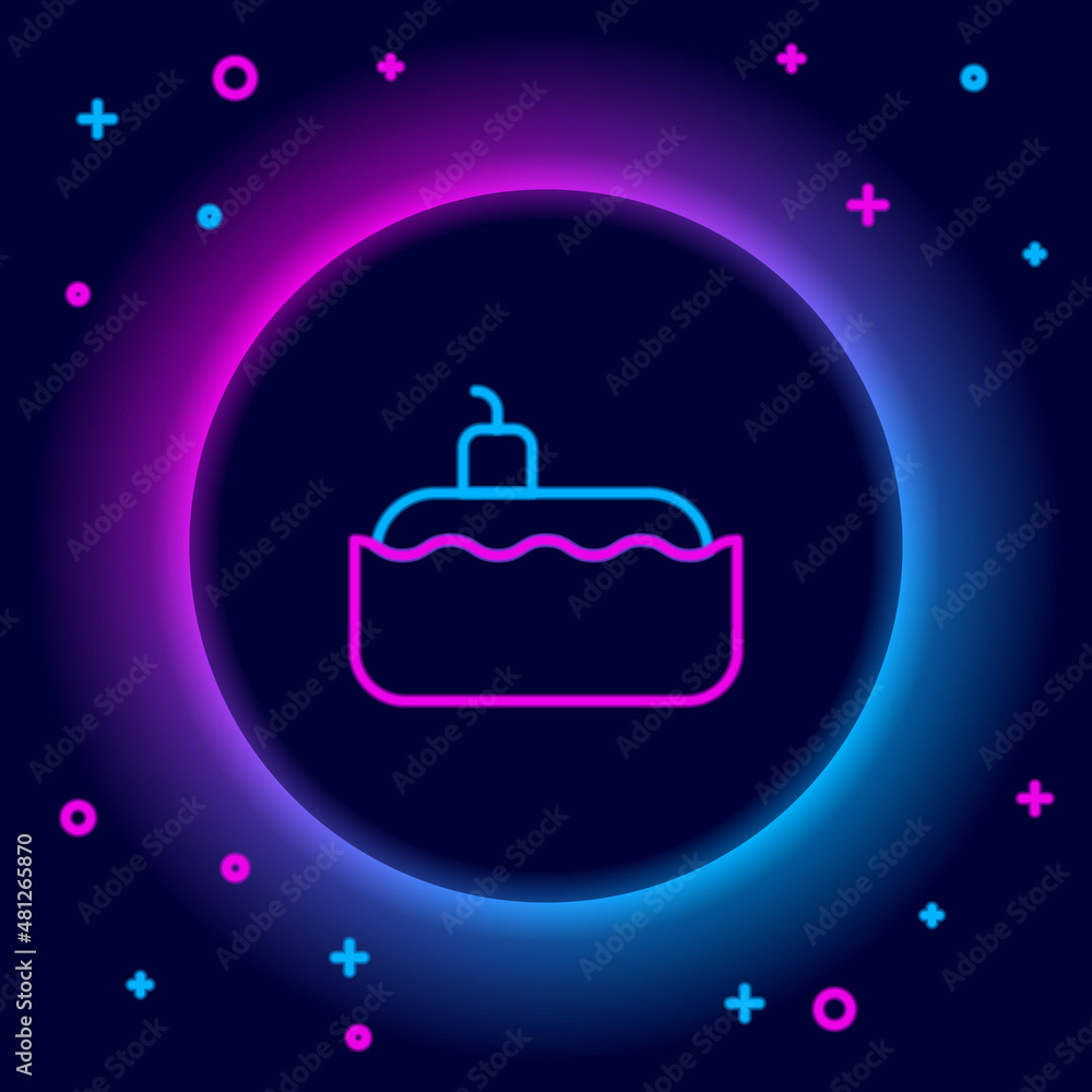Glowing neon line Submarine icon isolated on black background. Military ship. Colorful outline concept. Vector Glowing neon line Submarine icon isolated on black background. Military ship. Colorful outline concept. Vector