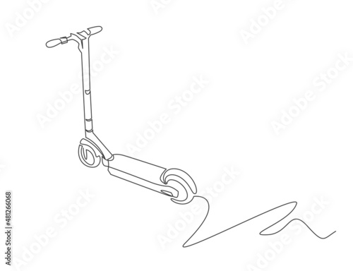 Electric scooter continuous one line vector illustration. Eco Friendly Vehicle Concept. Kick Scooter line icon, Wheel Scooter.