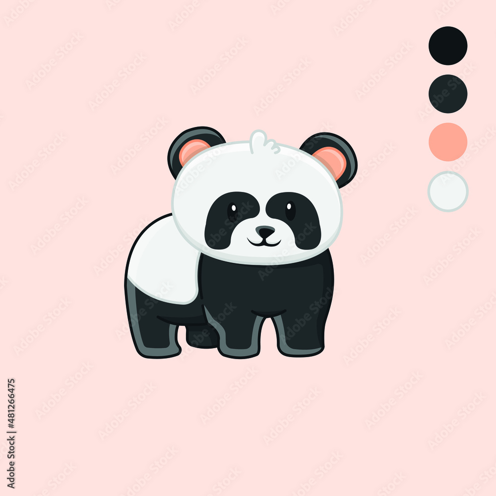 Fototapeta premium Cute cartoon panda vector illustration. Animal isolated vector. Flat cartoon style