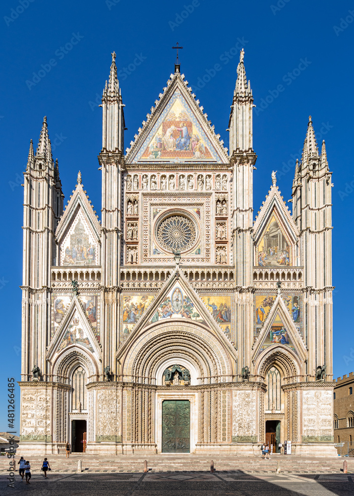 Exterior of Orvieto Cathedral the most iconic and visited landmark of the city, Umbria, Italy