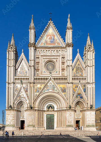 Exterior of Orvieto Cathedral the most iconic and visited landmark of the city, Umbria, Italy