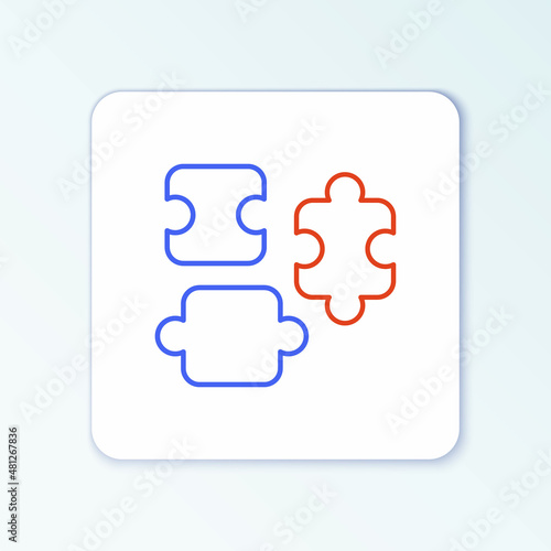 Line Puzzle pieces toy icon isolated on white background. Colorful outline concept. Vector