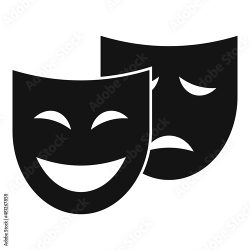 Theatre scenario mask icon simple vector. Film movie