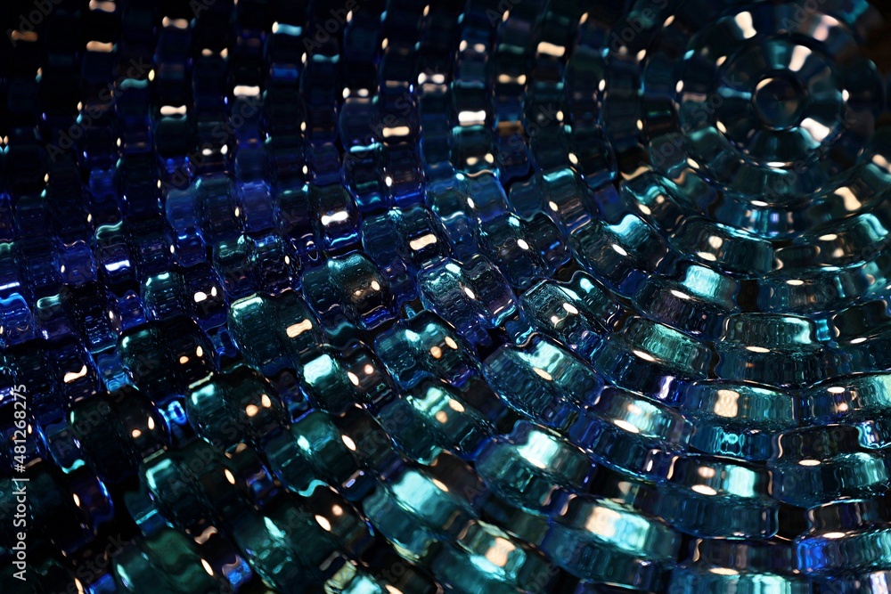 Fototapeta premium Abstract design,small blue glass lenses,decorative nuggets.